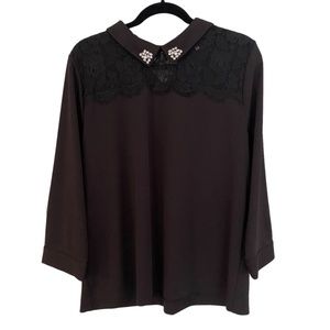 Karl Lagerfeld black blouse with lace and crystal details